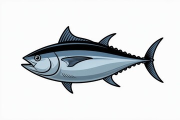 Obraz premium A bluefin tuna fish on a white background with fins and scales