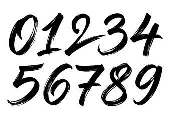 Obraz premium 数字セット（筆文字・手書き・描き文字）
