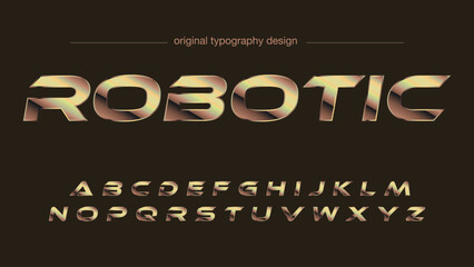 A modern typography design featuring the word ROBOTIC in gold letters on a dark background. © Md