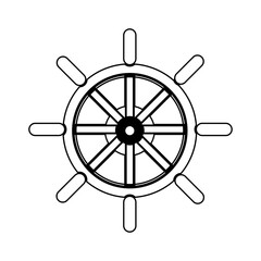 Obraz premium Vector circular steering wheel with several handles around it. Recommended for maritime or sailing themed logos, marine or sailing tourism designs, sea adventure illustrations and graphic content.