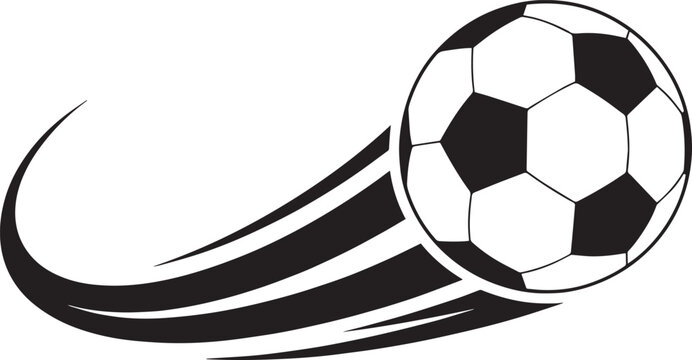Flying soccer ball speed motion icon isolated on white background