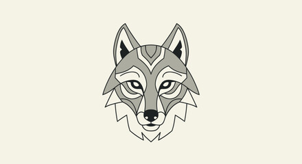 Fototapeta premium Gray wolf head illustration profile.
