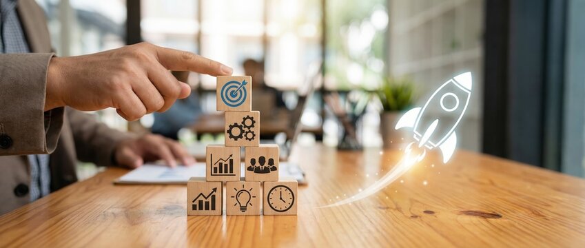 Strategic business planning office setting visual content productive environment close-up view growth concept