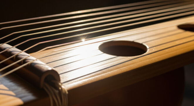 Sasando Musical Instrument Close up Detail in Warm Light