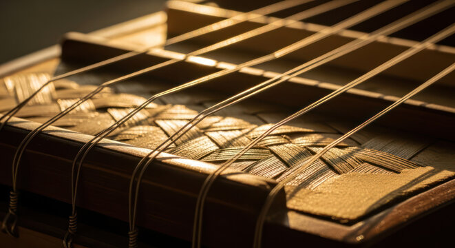 Sasando Instrument Close up with Strings Indonesian Musical