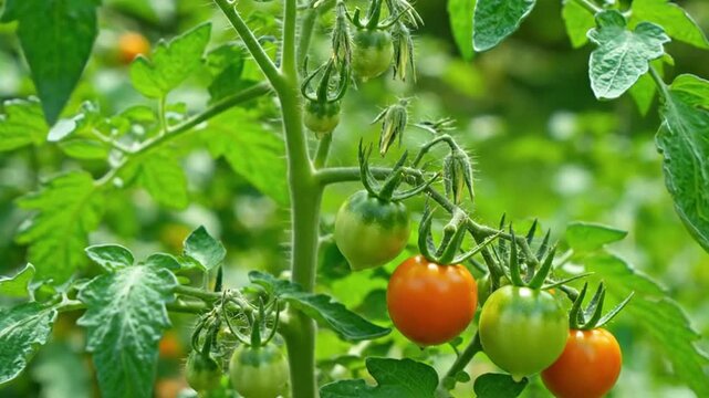 Tomato Plant Growth - A Close-Up View of Ripening Tomatoes.