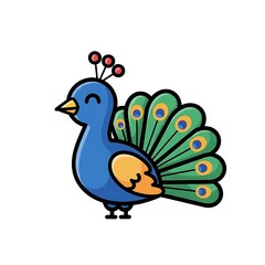 Fototapeta premium Colorful cartoon peacock illustration.