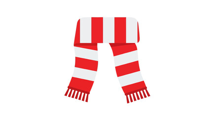 Red and White Striped Winter Scarf with Tassels Isolated on White Background