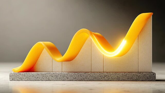 Gradient recovery curve flowing upward across structured economic foundation blocks.