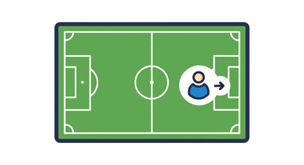Soccer Field Strategy Icon: Player Movement and Tactical Play © Anisah