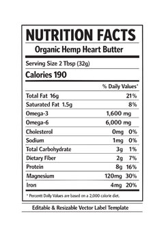 nutrition  facts  label  hemp  butter