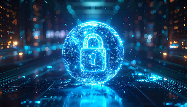 Digital Data Security Safe Vault &ndash; Cybersecurity and Data Protection Technology Concept Illustration