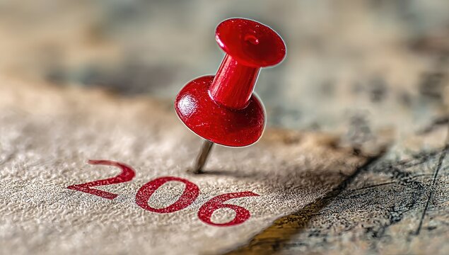 Red thumbtack marks location number 206 on aged, textured map detail
