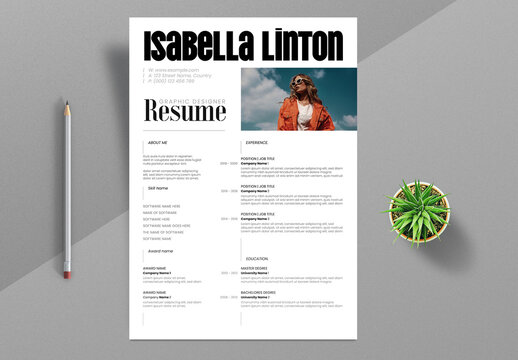 Minimal Professional Resume CV Template Design