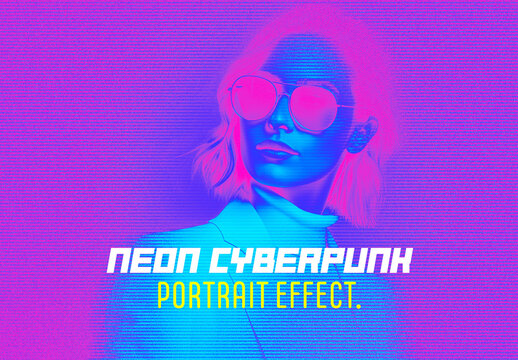 Neon Cyberpunk Portrait Synthwave Colors Effect