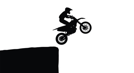 Obraz premium Motorcross rider performing a jump against a bright background silhouette