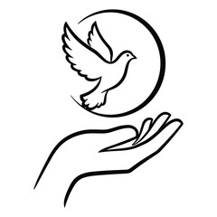 Obraz premium Peace dove in hand vector