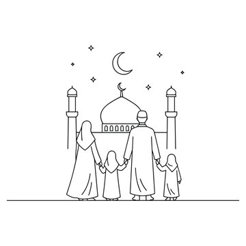 Family mosque walking vector