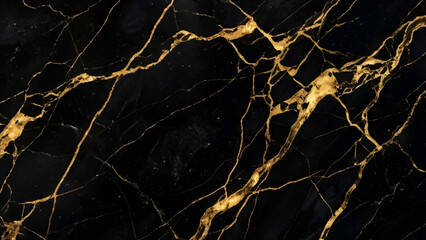 Black marble texture with gold veins pattern background