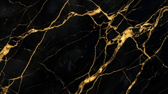 Black marble texture with gold veins pattern background
