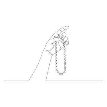 Hand with prayer beads vector