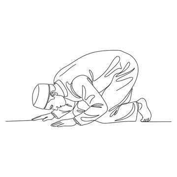 Man praying prostration vector