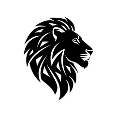 Fototapeta premium Black horse and wild lion head silhouette vector illustration for a tribal animal tattoo mascot or nature sign design