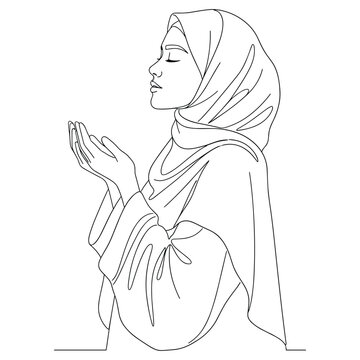 Muslim woman praying vector illustration