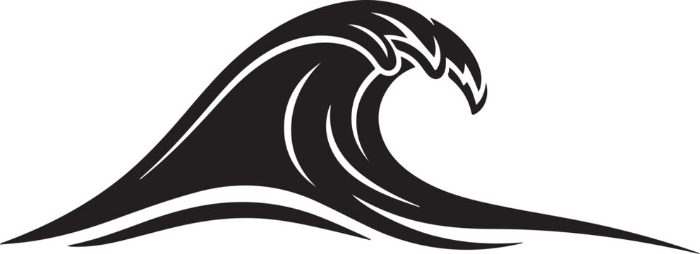 Black wave icon vector, ocean wave illustration
