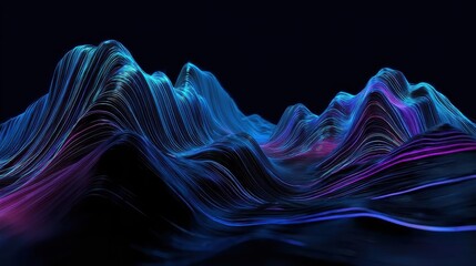 Obraz premium Ethereal and fluid background of undulating digital waves in vibrant hues, ideal for adding a sense of depth and motion to modern design compositions.