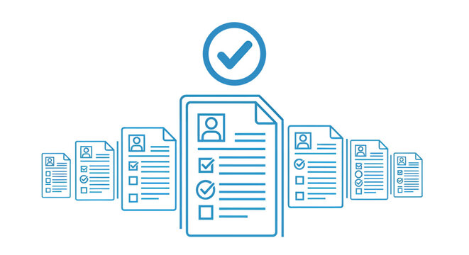 Online workflow illustration showing documents and checklist in a streamlined process.