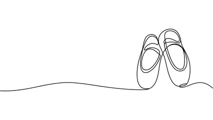 minimal ballet shoes continuous line art illustration, dance performance and classical footwear outline vector design © Mushtaq