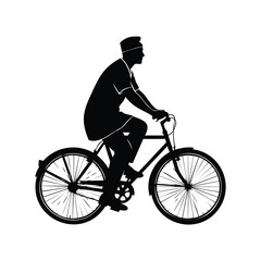 Naklejka premium Silhouette male healthcare worker riding bicycle for home visit care