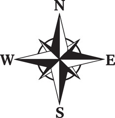 Obraz premium Black compass rose vector icon
