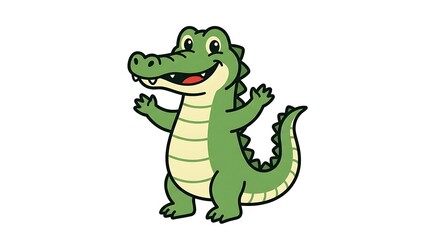 Naklejka premium Smiling Cartoon Crocodile Character Image.