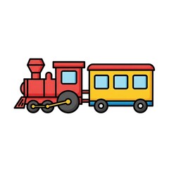 Colorful cartoon train toy vehicle.