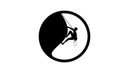 rock climber emblem, black isolated silhouette © OMIA
