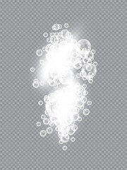 Soap bubbles, displaying unique designs, gracefully float on a plain gray surface