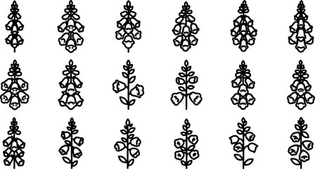 Black floral patterns on white background shapes © GR Graphics