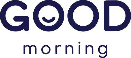 Good morning typography design with smiling face inside letter O vector illustration for greeting message, positivity and daily motivation © MdMohimot