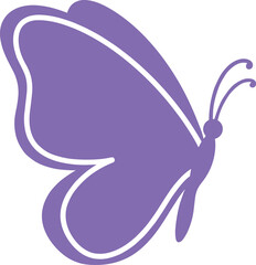 Purple butterfly silhouette icon vector illustration with elegant wing shape representing nature, beauty, freedom and spring concept © MdMohimot
