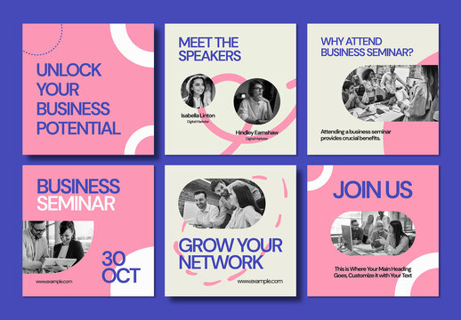 Corporate Business Seminar Social Media Post Template Pack