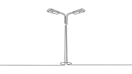 minimal street light continuous line art urban lighting concept simple lamp post outline city infrastructure minimalist illustration © Mushtaq