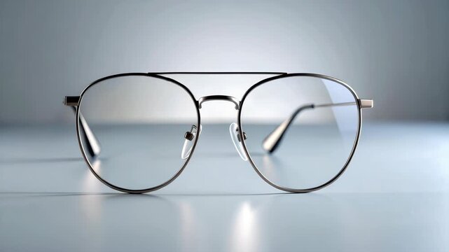 Modern aviator style eyeglasses with thin metal frame and clear lenses
