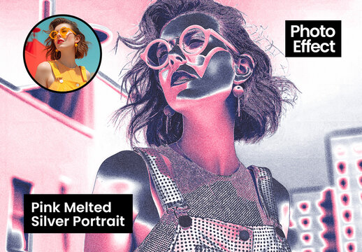 Pink Melted Silver Portrait Photo Effect