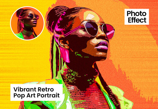 Vibrant Retro Pop Art Portrait Photo Effect