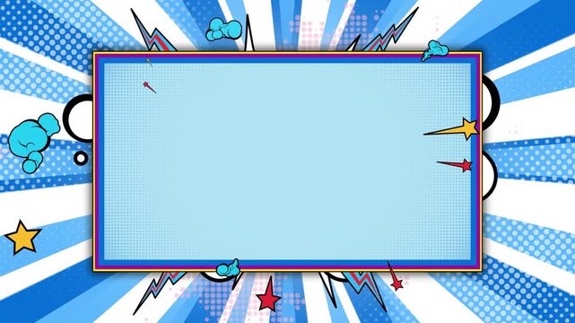 An animated pop art-style frame for video or photo.