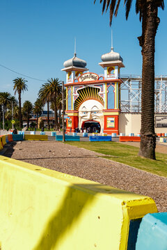 Luna Park Entrance in St Kilda Victoria on a Sunny Day