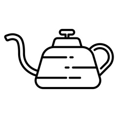 Obraz premium Metal coffee kettle icon logo for barista brewing cafe pour over equipment design
