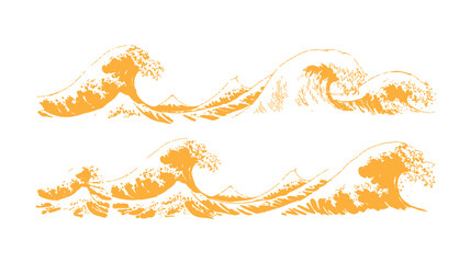 Naklejka premium Graphic illustration of two rows of stylized orange waves